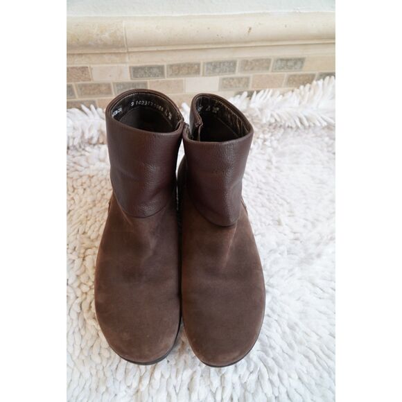 Mephisto Brown Nubuck Leather Foldover Cuff Zip Ankle Boots Size 6.5 - Picture 7 of 8